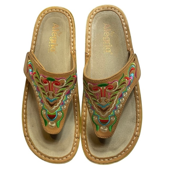 Alegria Vanessa Chrysalis Cognac Boho Embroidered Sandals - Alegria Sz 39 = US 9 - Picture 1 of 16